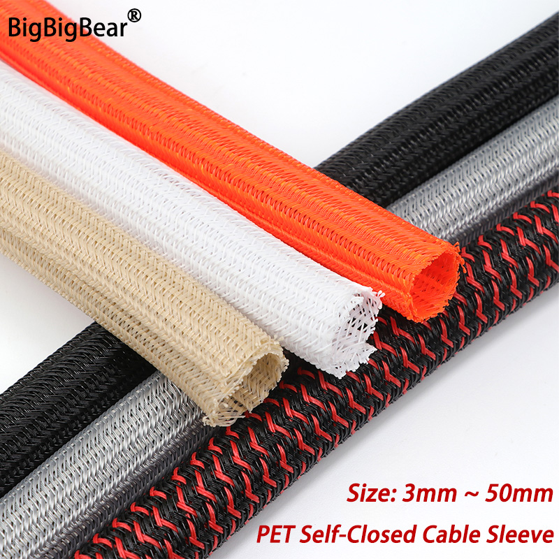 Cable Lock Flexible - 3/5/10m PET Cable Sleeve Self-Closed 3mm-50mm